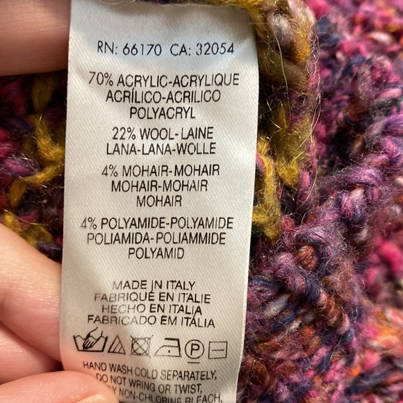 Moth crochet knit sweater size XS, magenta and fall color cozy sweater - Picture 3 of 6